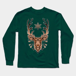 geometric deer with antlers Long Sleeve T-Shirt